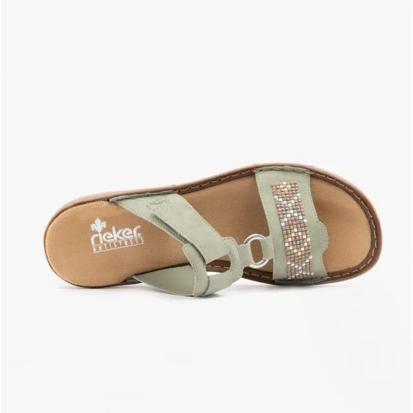 60820-52 Ladies Slip-On Sandals Green