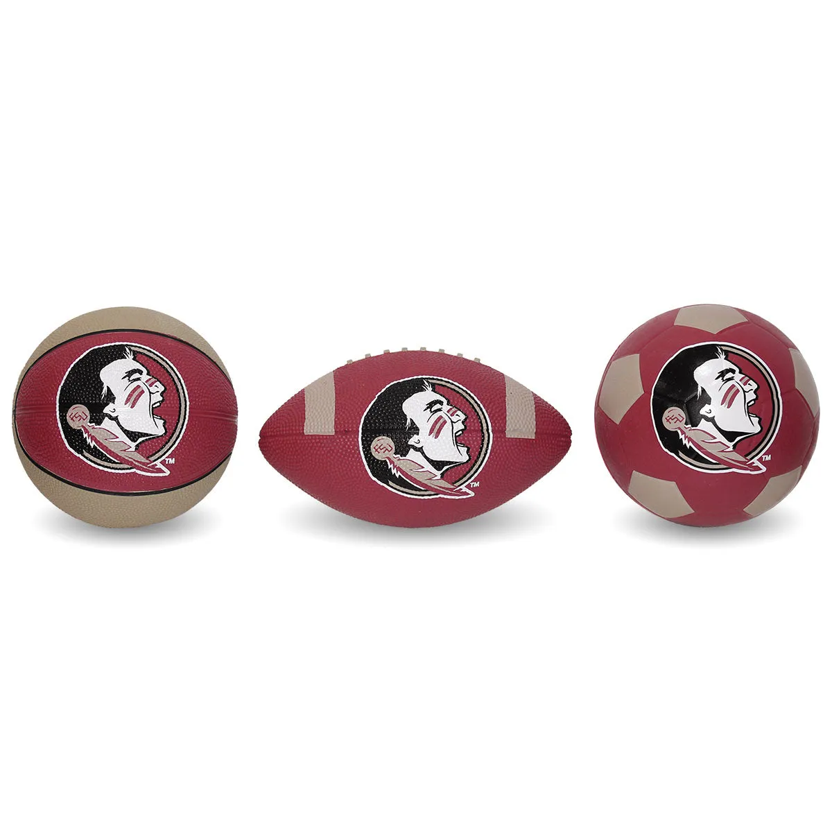 Baden Seminole Logo 3pk Rubber Micro Sports Ball Set
