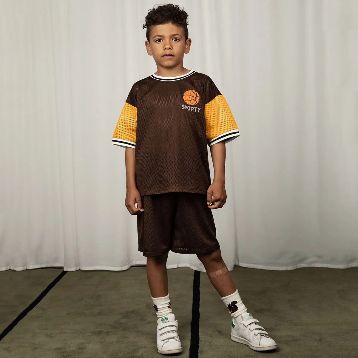Basketball Mesh Shorts in Brown by Mini Rodini