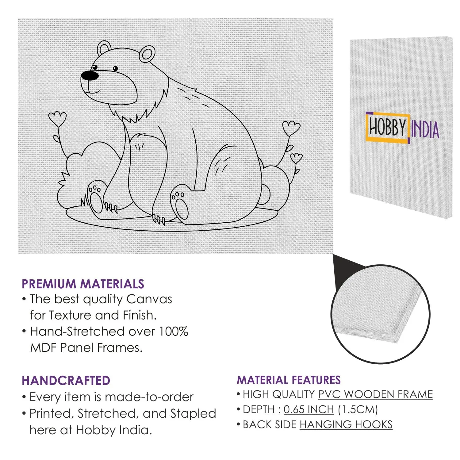 Bear DIY Canvas Base for Painting