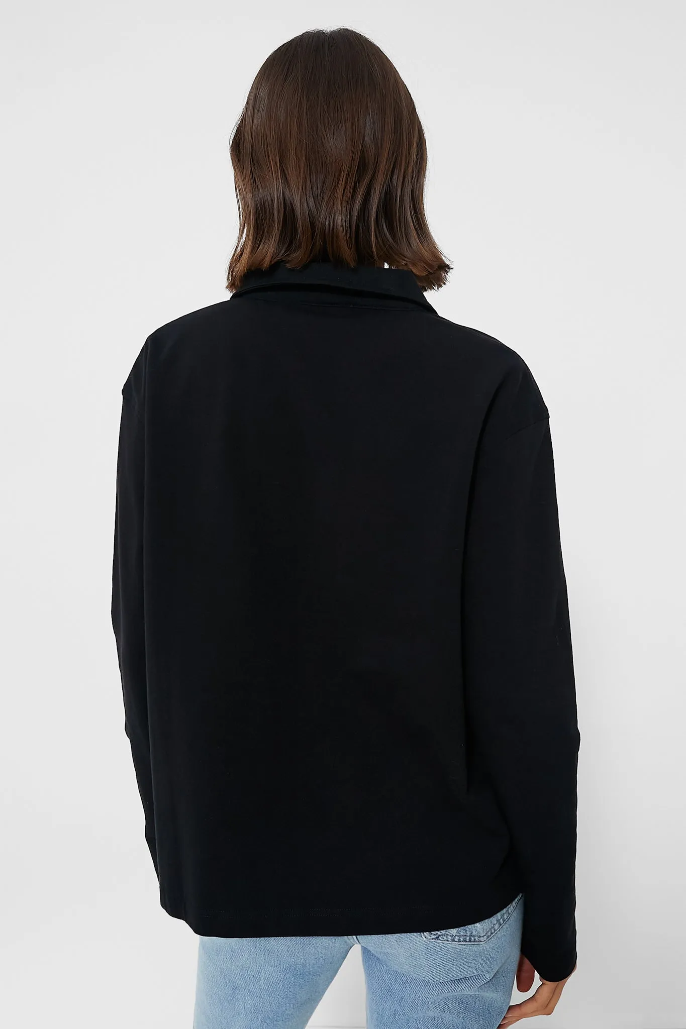 Black Bradley Knit Polo Popover