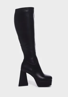 Black Unfriendly Knee High Boots