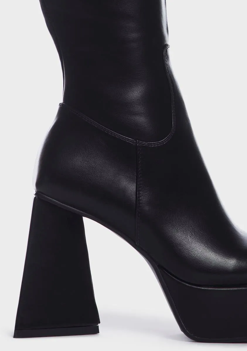 Black Unfriendly Knee High Boots