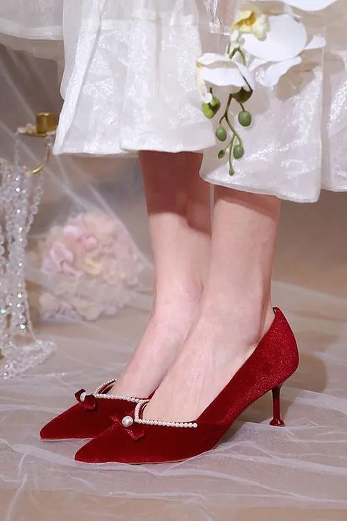 Bow Pearl High Heels