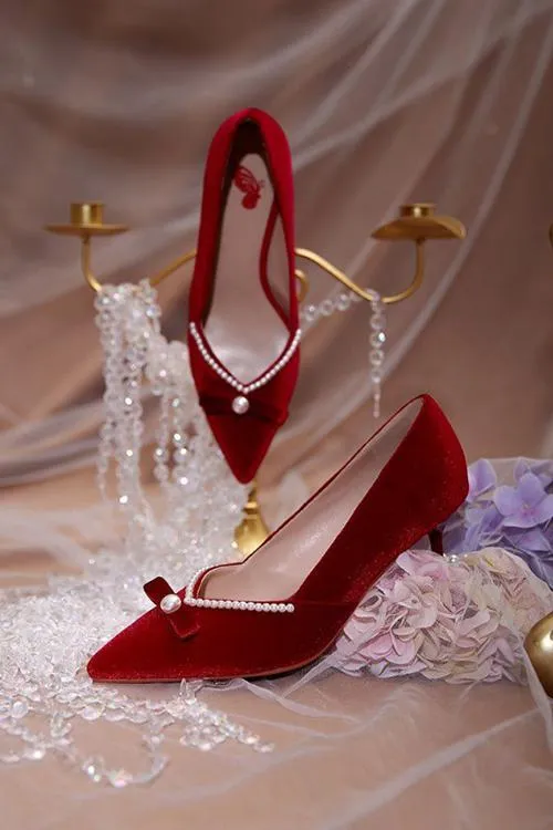Bow Pearl High Heels