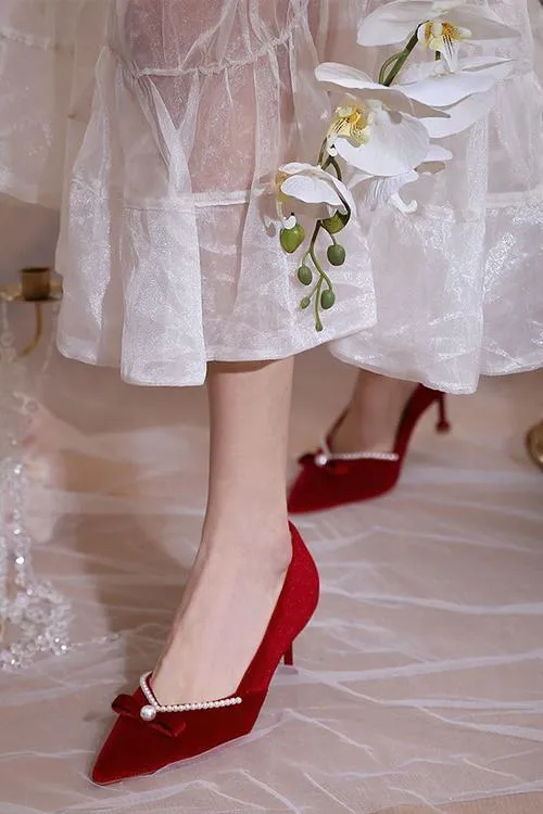 Bow Pearl High Heels