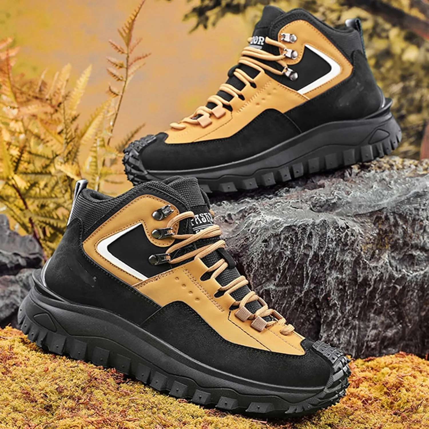 Buhelyc Men's Hiking Shoes Outdoor Boots Work Shoes Comfortable Breathable barefoot shoes for Walking Hiking
