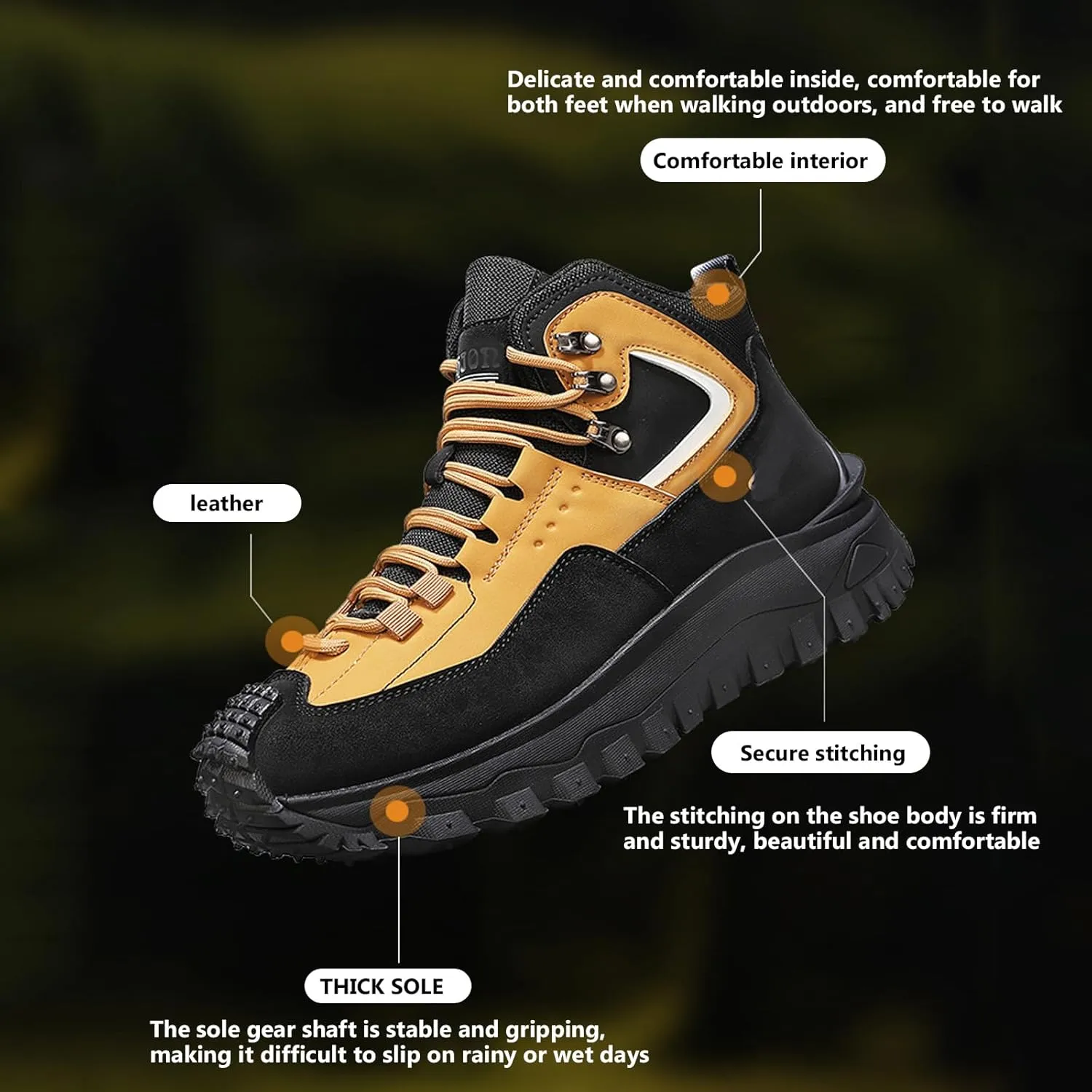 Buhelyc Men's Hiking Shoes Outdoor Boots Work Shoes Comfortable Breathable barefoot shoes for Walking Hiking