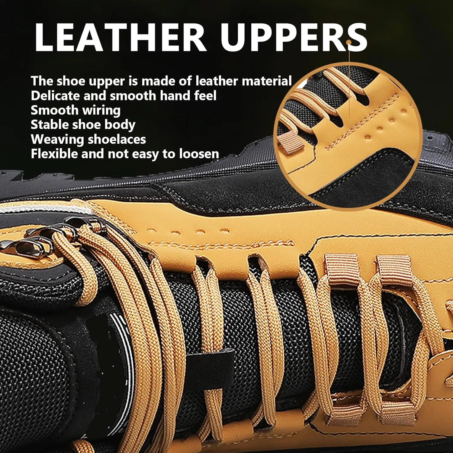 Buhelyc Men's Hiking Shoes Outdoor Boots Work Shoes Comfortable Breathable barefoot shoes for Walking Hiking