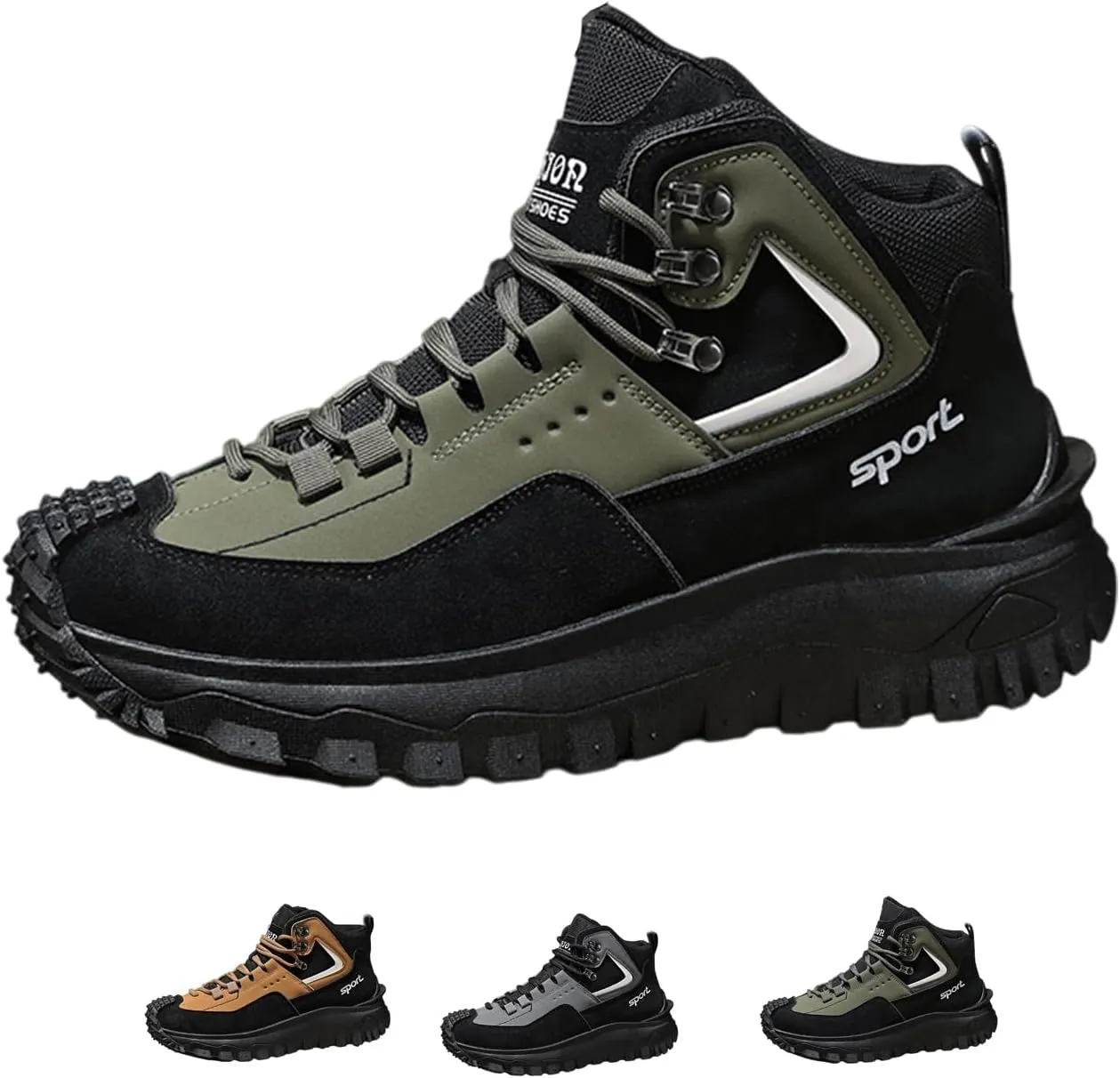 Buhelyc Men's Hiking Shoes Outdoor Boots Work Shoes Comfortable Breathable barefoot shoes for Walking Hiking