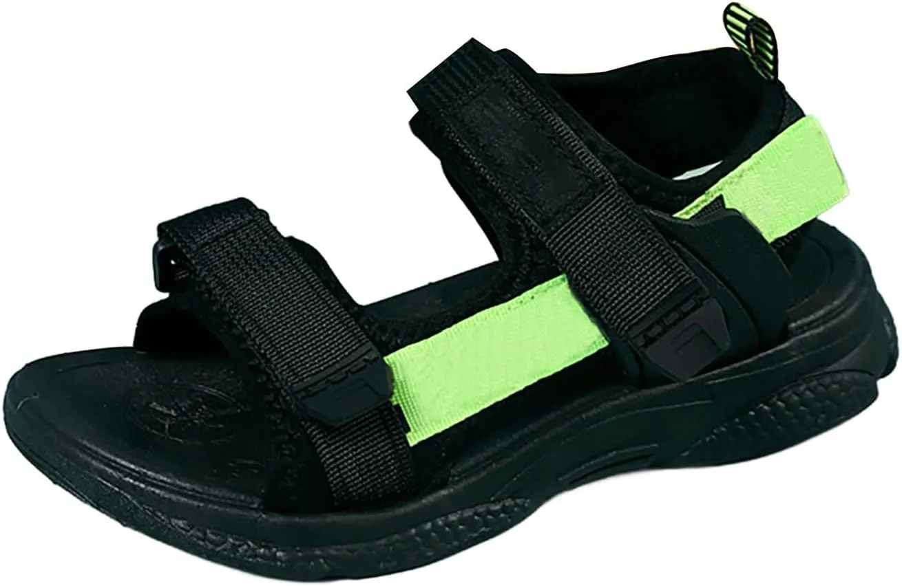 Children's Boys Summer Sports Sandals Hiking Beach Outdoor Open Toe Sports Sandals Boy Sandals (Green #1, 2 Big Kids)