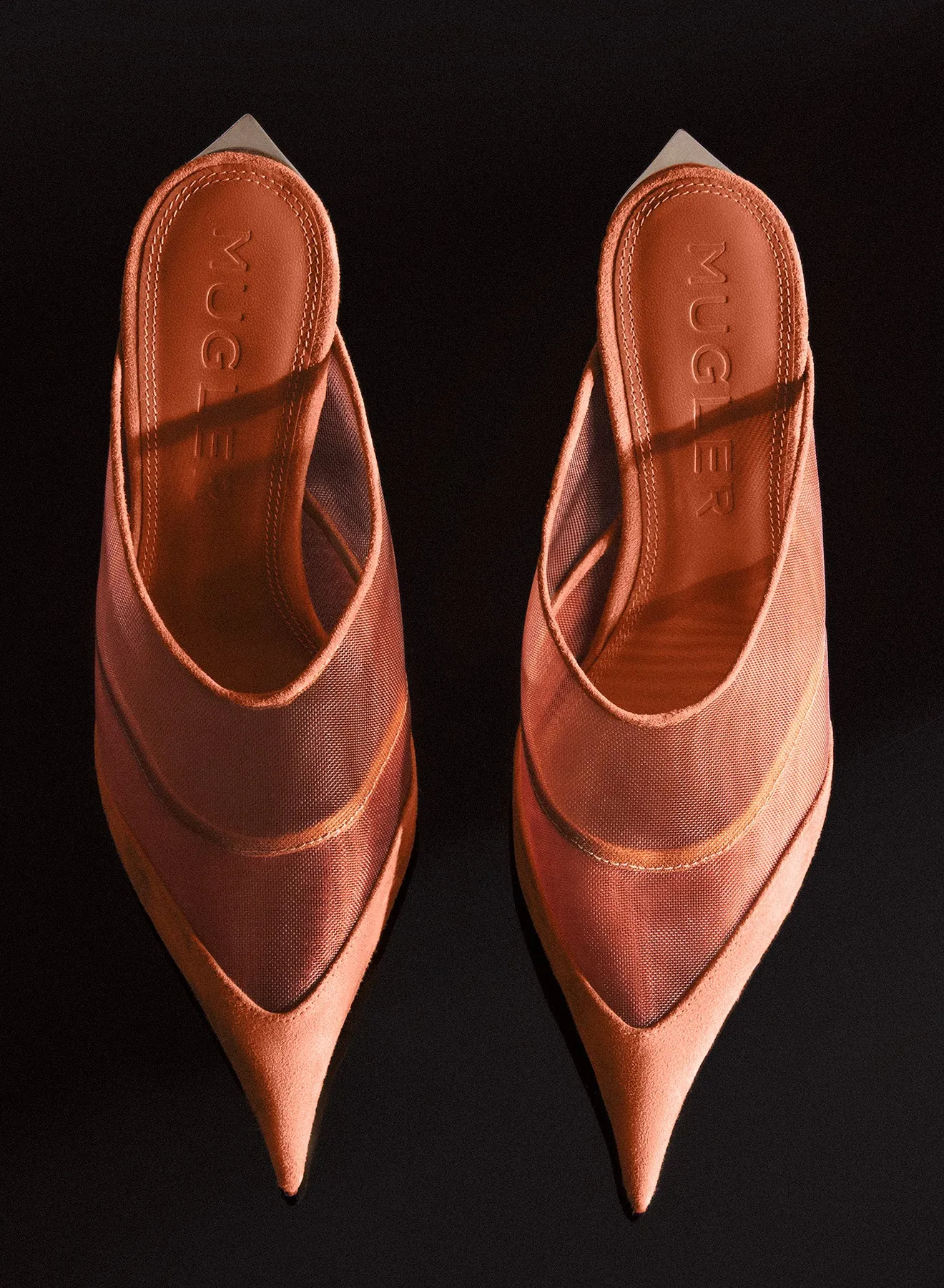 Cinnamon mesh Fang 95 mules