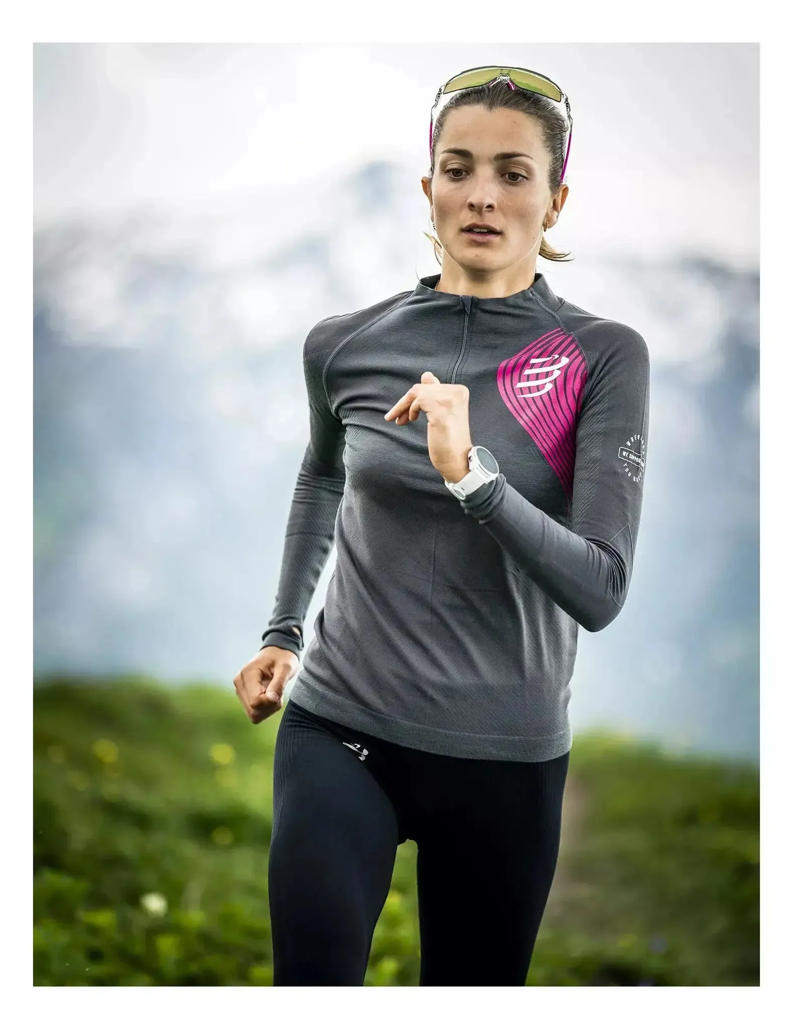 Compressport | Winter Trail Postural LS | Dames | Magnet / Magenta