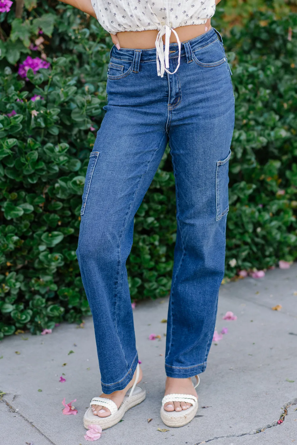 Courtney High Rise Cargo Wide Leg Jeans
