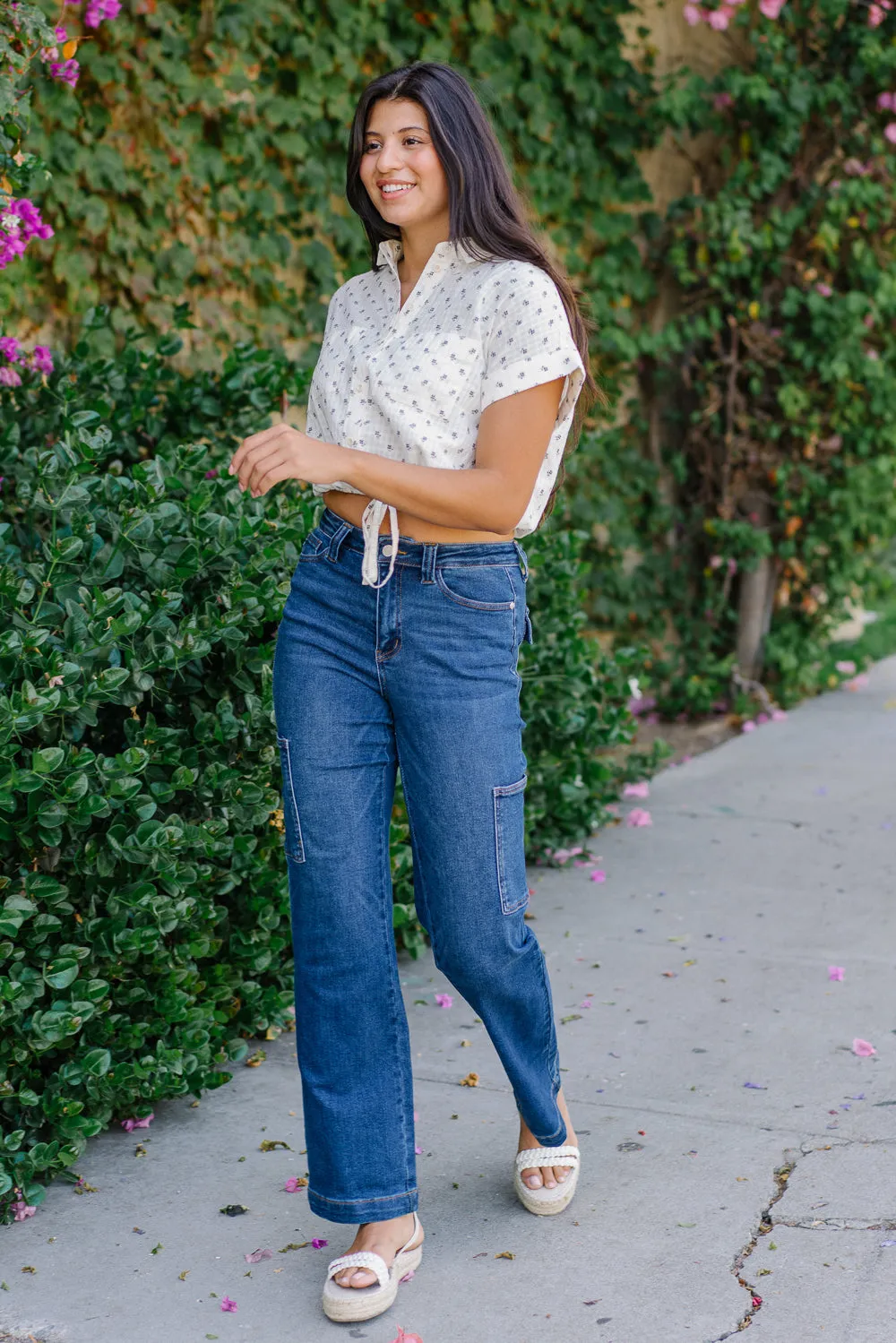 Courtney High Rise Cargo Wide Leg Jeans