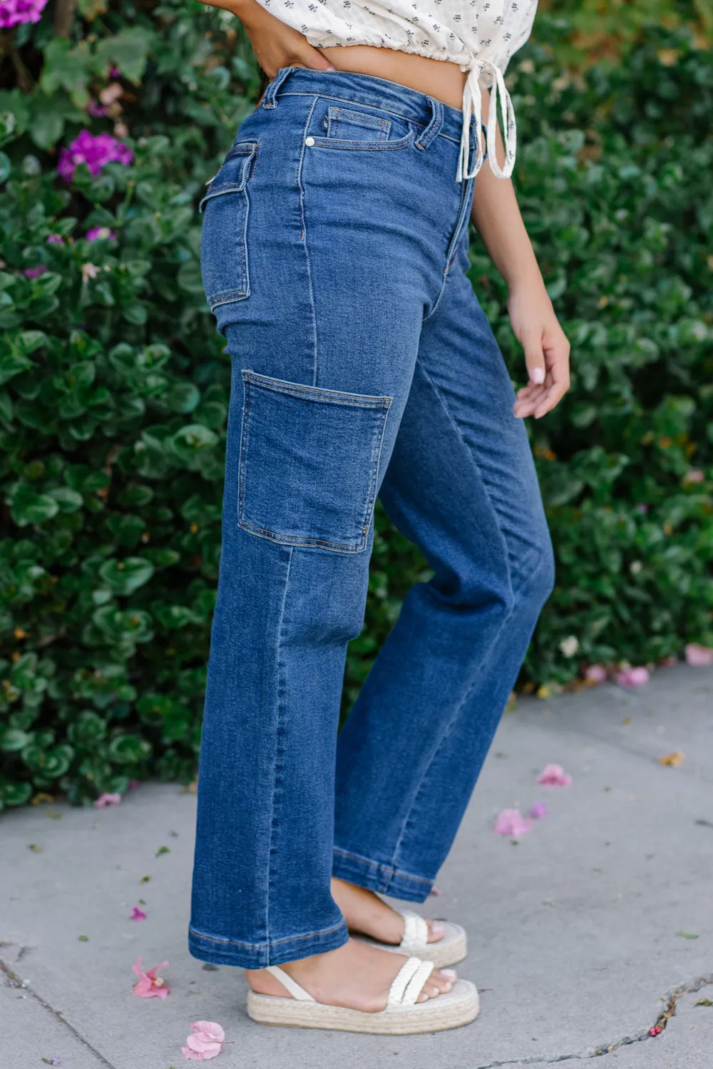 Courtney High Rise Cargo Wide Leg Jeans