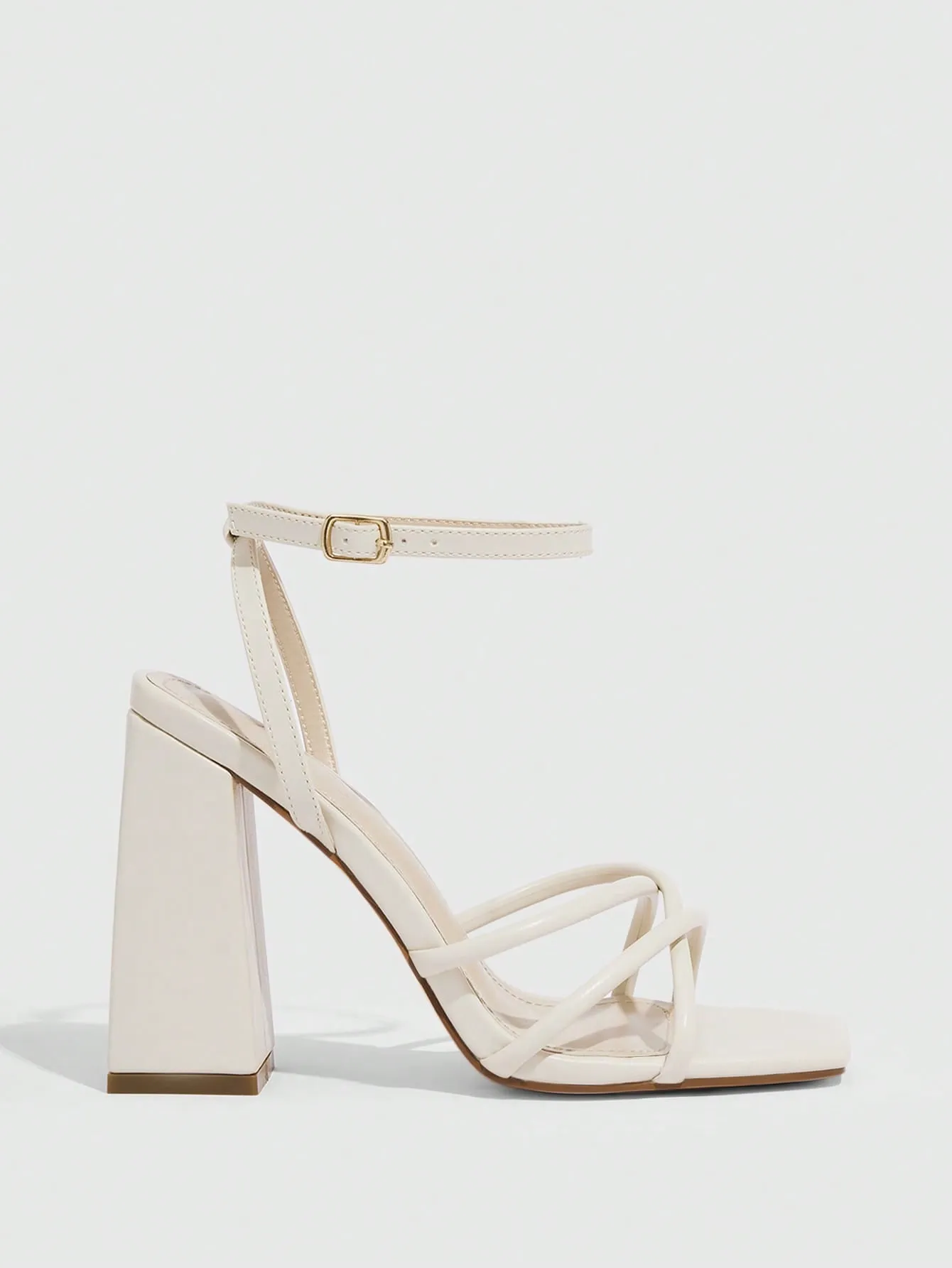 CUCCOO BIZCHIC Elegant Beige Ankle Strap Sandals ForWoman Shoes, Cross Strap Chunky Heeled Sandals For Summer Graduation Heels Prom Heels Vacation Shoes Summer Sale