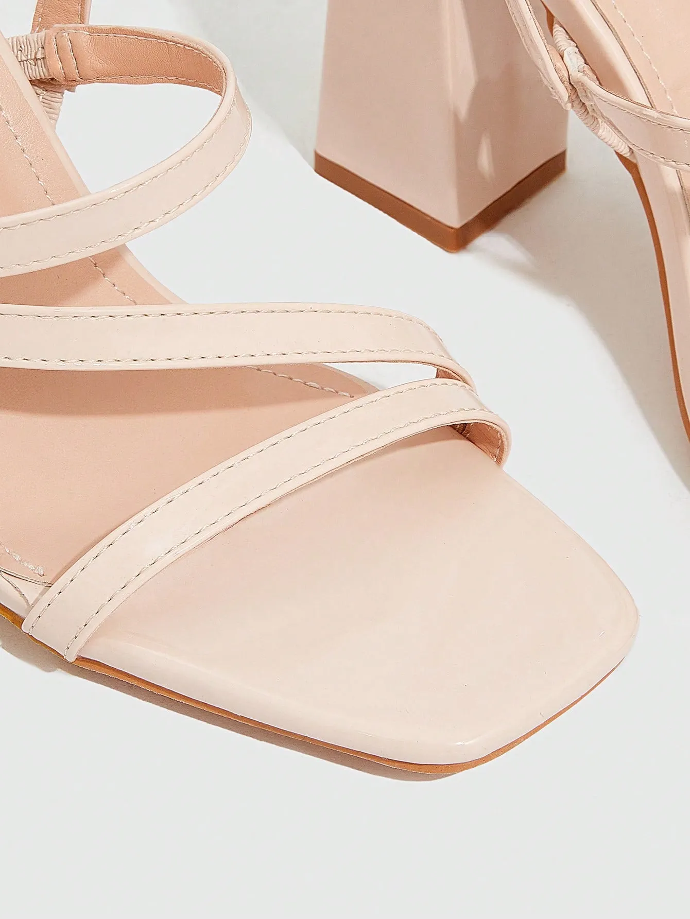 CUCCOO BIZCHIC Woman Shoes Elegant Multi Strap Chunky Heeled Elegant Beige Slingback Sandals For Summer Graduation Heels Prom Heels Vacation Shoes Summer Sale
