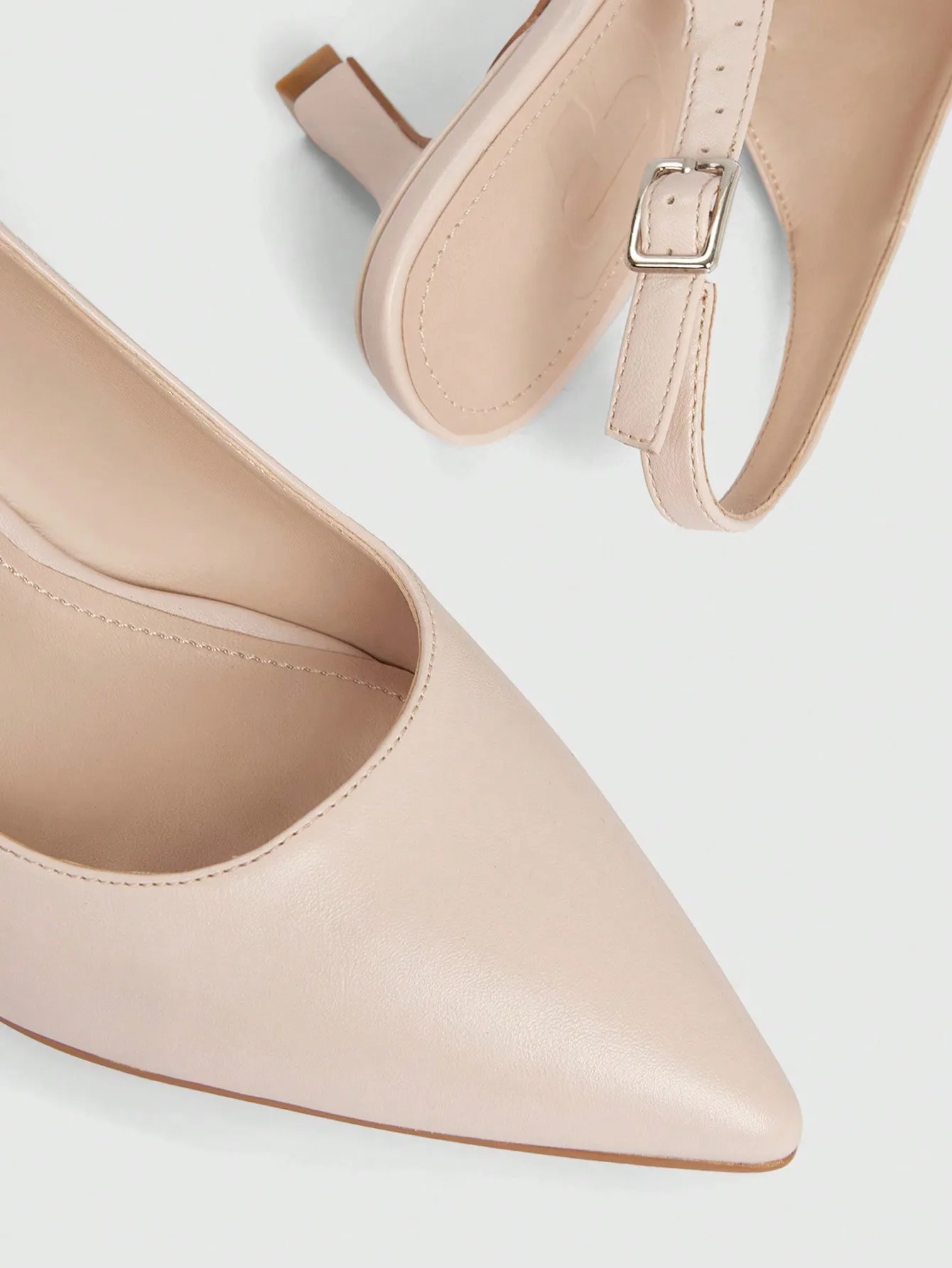 CUCCOO BIZCHIC Woman Shoes Pointed Toe Stiletto PU Leather Elegant Beige Slingback High Heels For Summer Graduation Heels Prom Heels Vacation Shoes Summer Sale