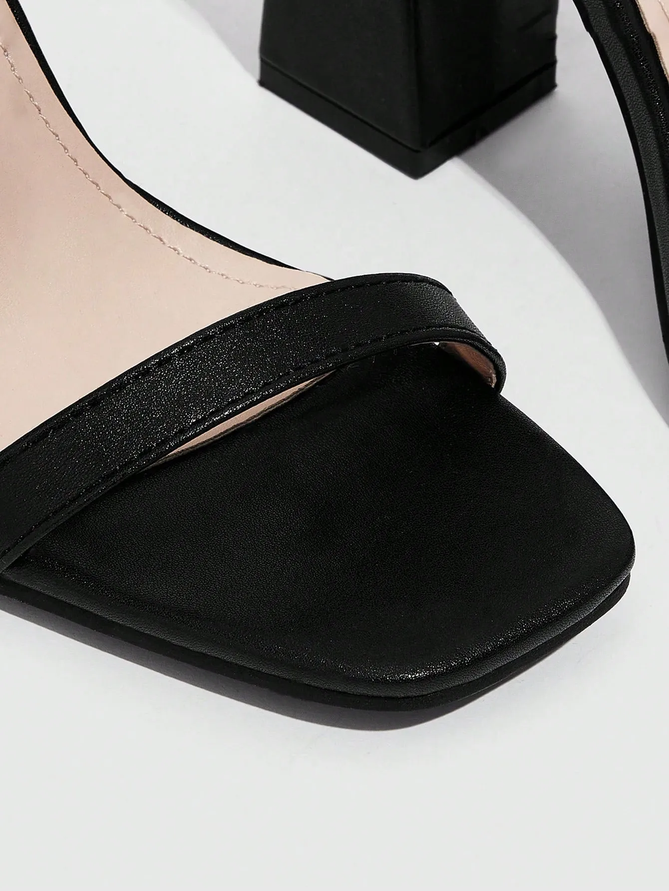 CUCCOO BIZCHIC Woman Shoes Square Toe Single Band Chunky Heeled Elegant Black Outdoor Slingback Sandals For Summer Graduation Heels Prom Heels Vacation Shoes Summer Sale