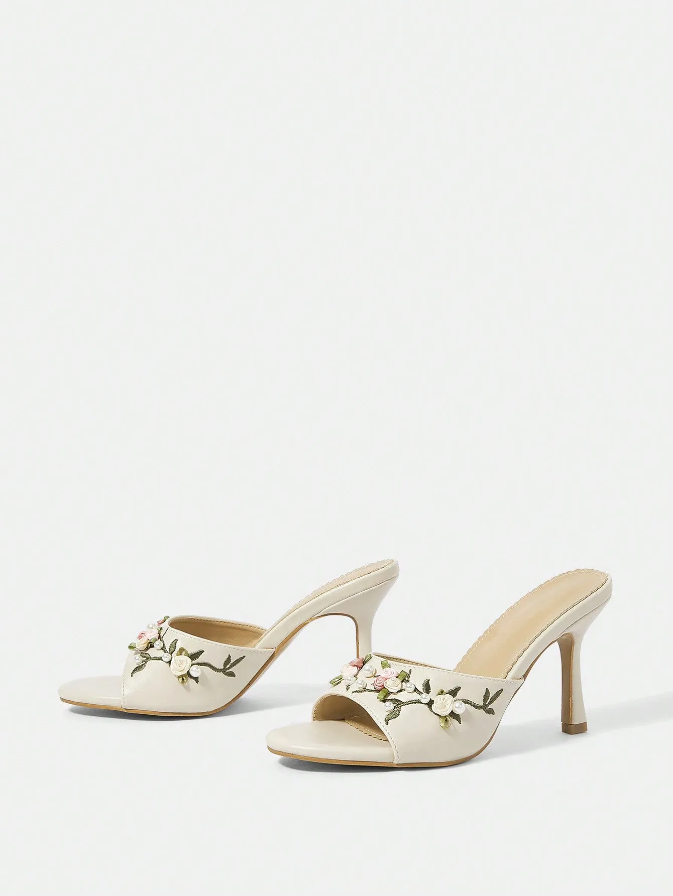 CUCCOO CHICEST Women Fashionable And Elegant High-Heeled Sandals With Small Flower Embroidery Vacation Shoes Summer Sale