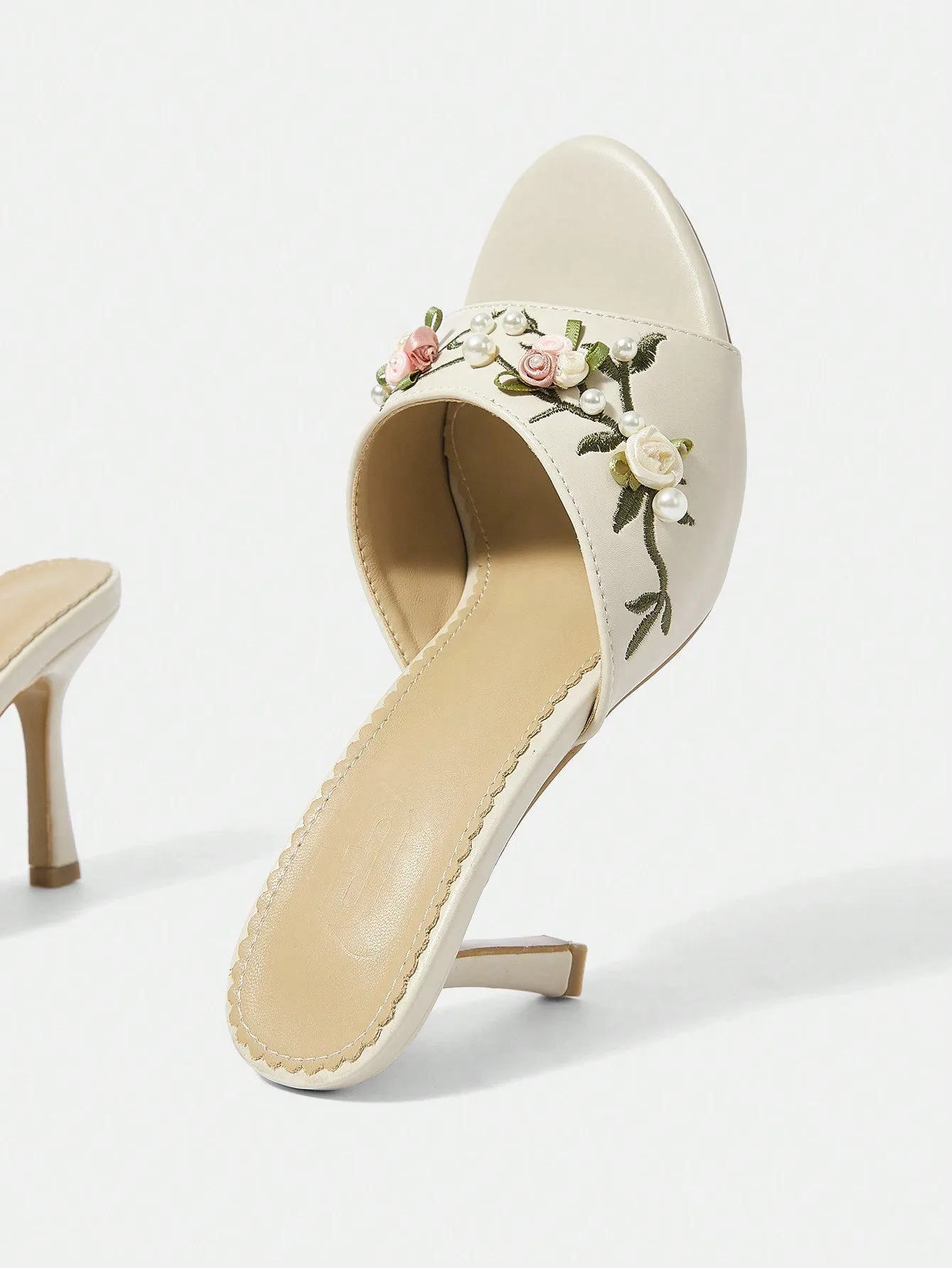 CUCCOO CHICEST Women Fashionable And Elegant High-Heeled Sandals With Small Flower Embroidery Vacation Shoes Summer Sale