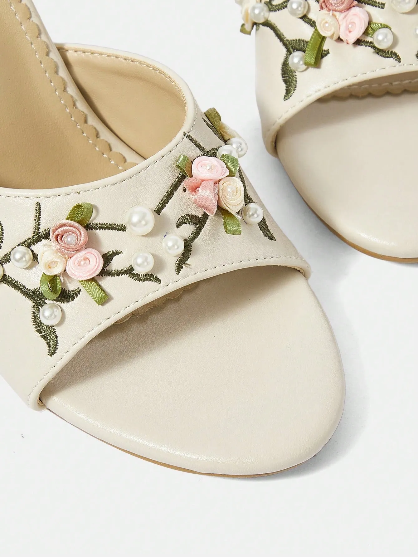 CUCCOO CHICEST Women Fashionable And Elegant High-Heeled Sandals With Small Flower Embroidery Vacation Shoes Summer Sale