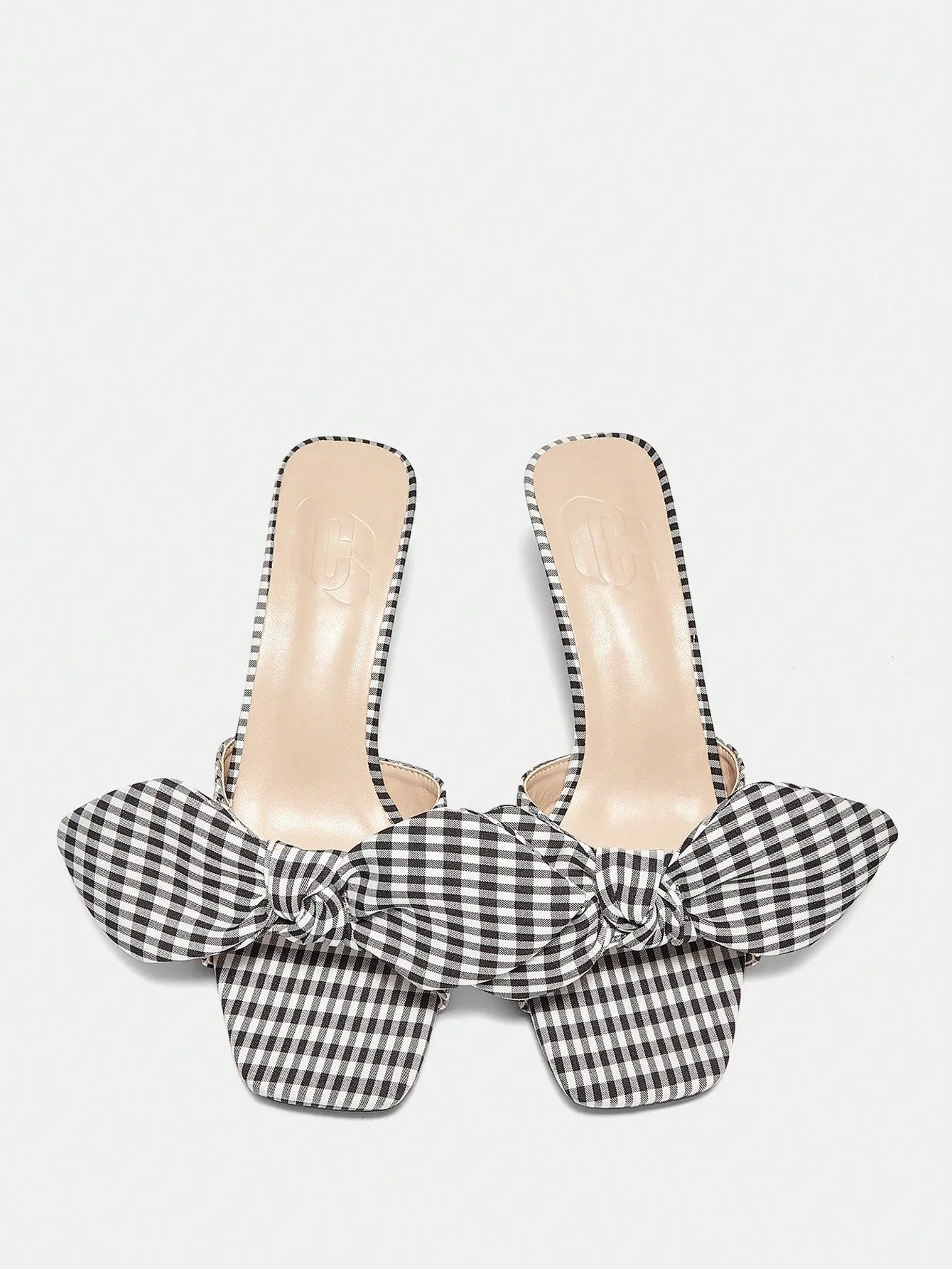 CUCCOO DOLLMOD Square Toe High Heel Plaid Minimalist Fashionable Sandals For Women In College Style