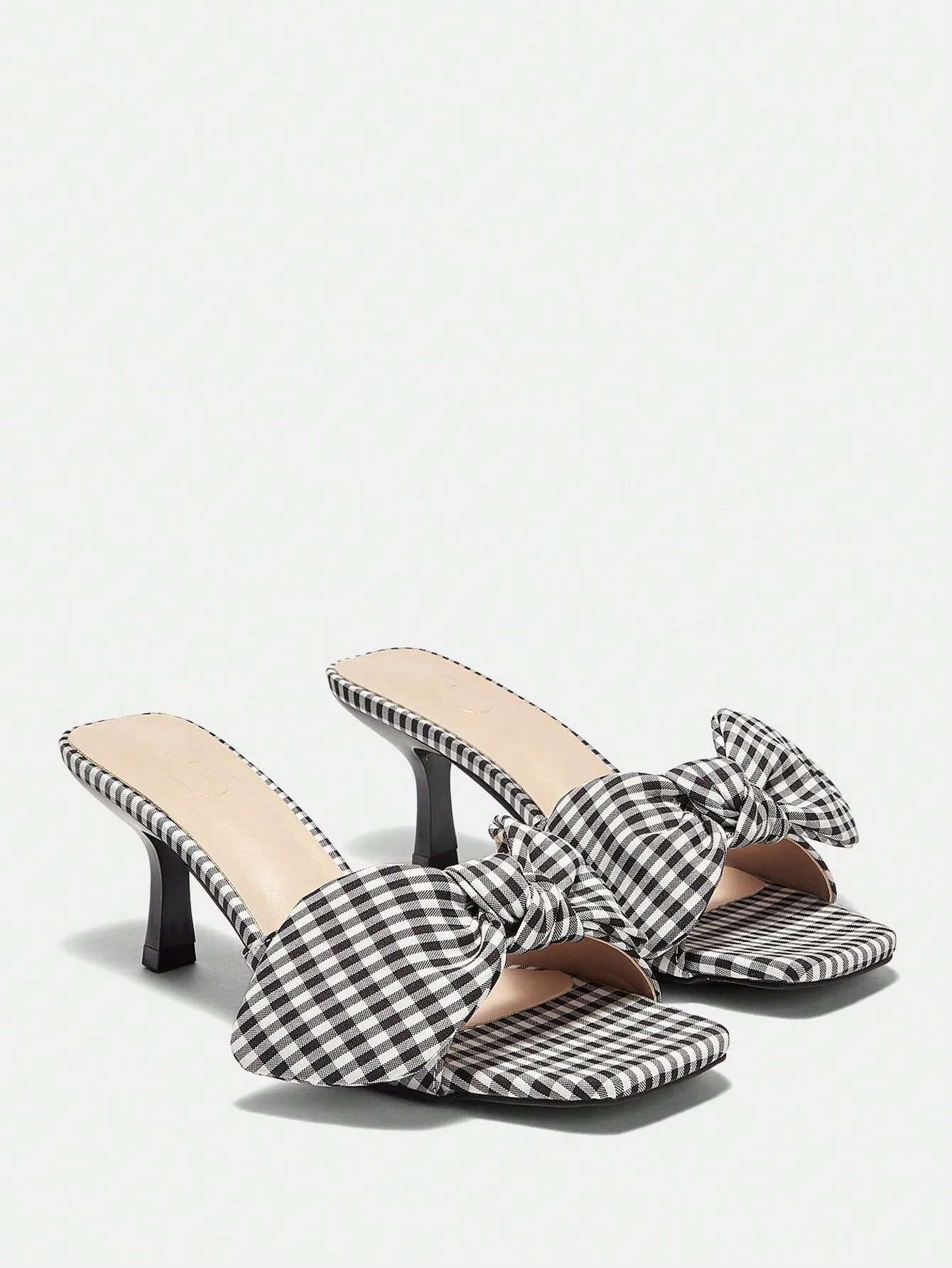 CUCCOO DOLLMOD Square Toe High Heel Plaid Minimalist Fashionable Sandals For Women In College Style