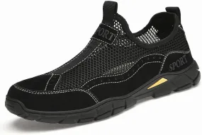 FAIRSOMA Men's Breathable Mesh Slip-On Sneakers,Lightweight Non Slip Loafers Soft Leathers Outdoor Flats Sneakers Walking Hiking Driving Casual Boat Travel Plimsolls Shoes