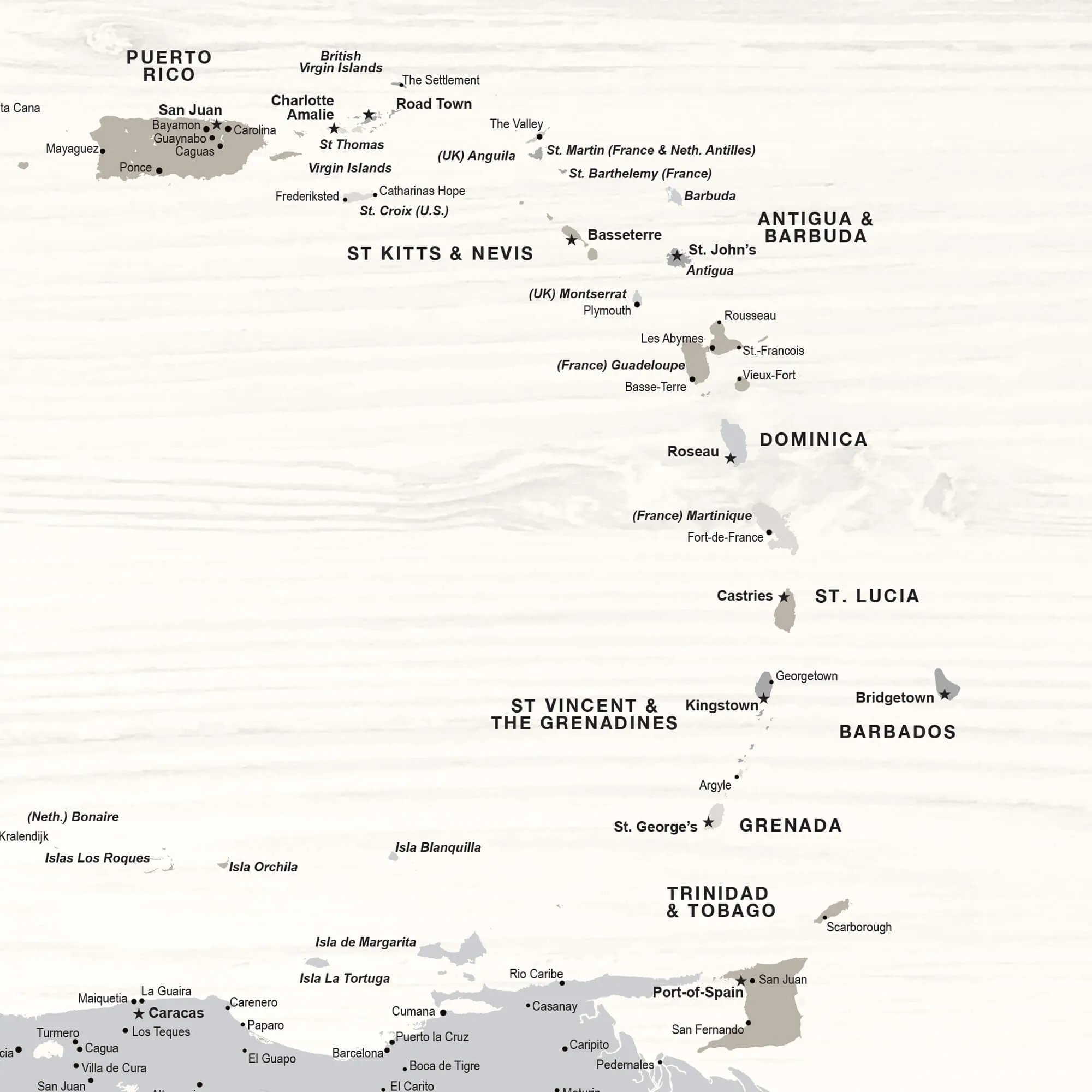 Farmhouse Caribbean Push Pin Travel Map - Single Panel