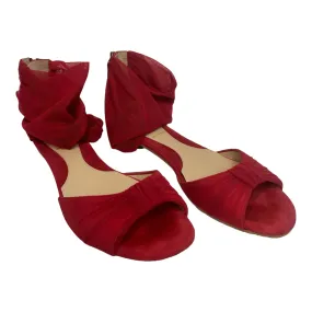 FENDI  Red Chiffon Wrap Flat Sandals