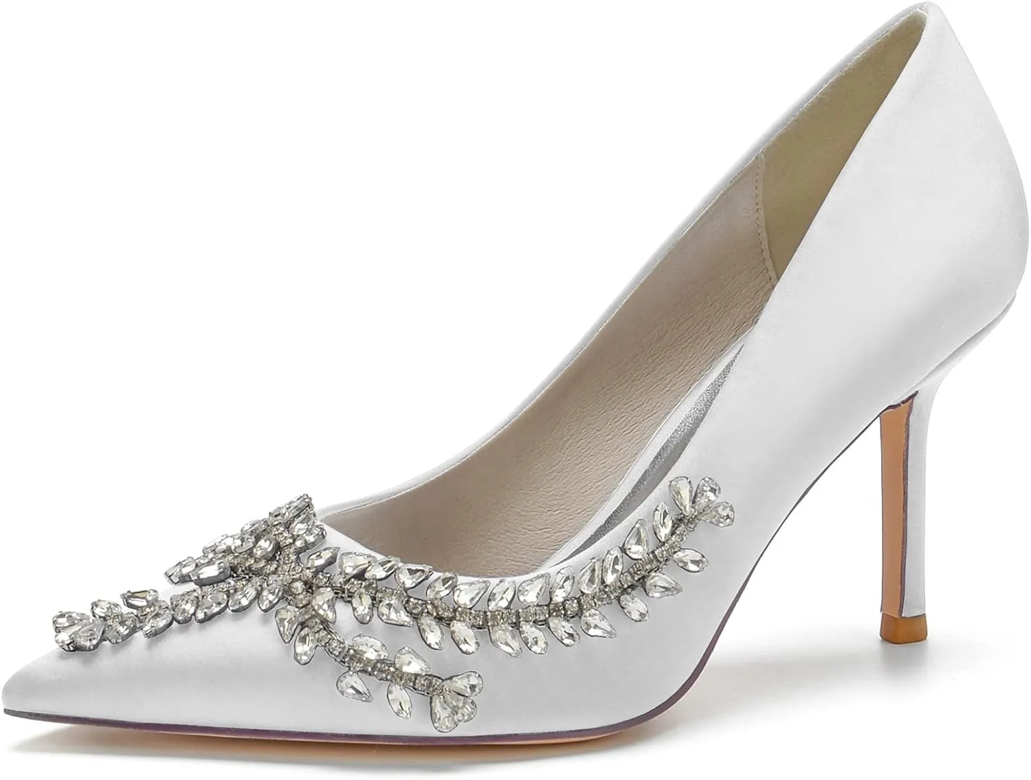 FufoneUS Womens Pointed Toe High Heels Dress Pumps for Evening Stiletto Heels Bridal Wedding Shoes,White,10