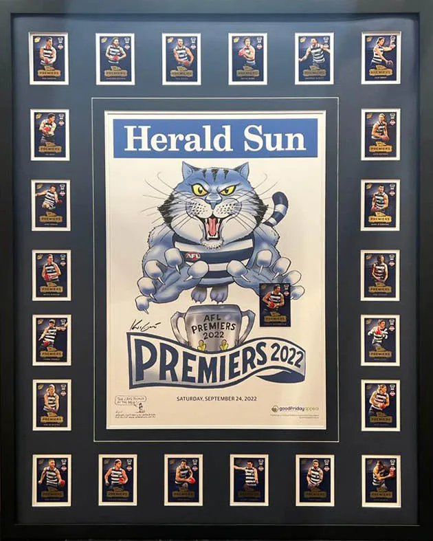 GEELONG 2022 PREMIERS HERALD SUN ART FRAMED