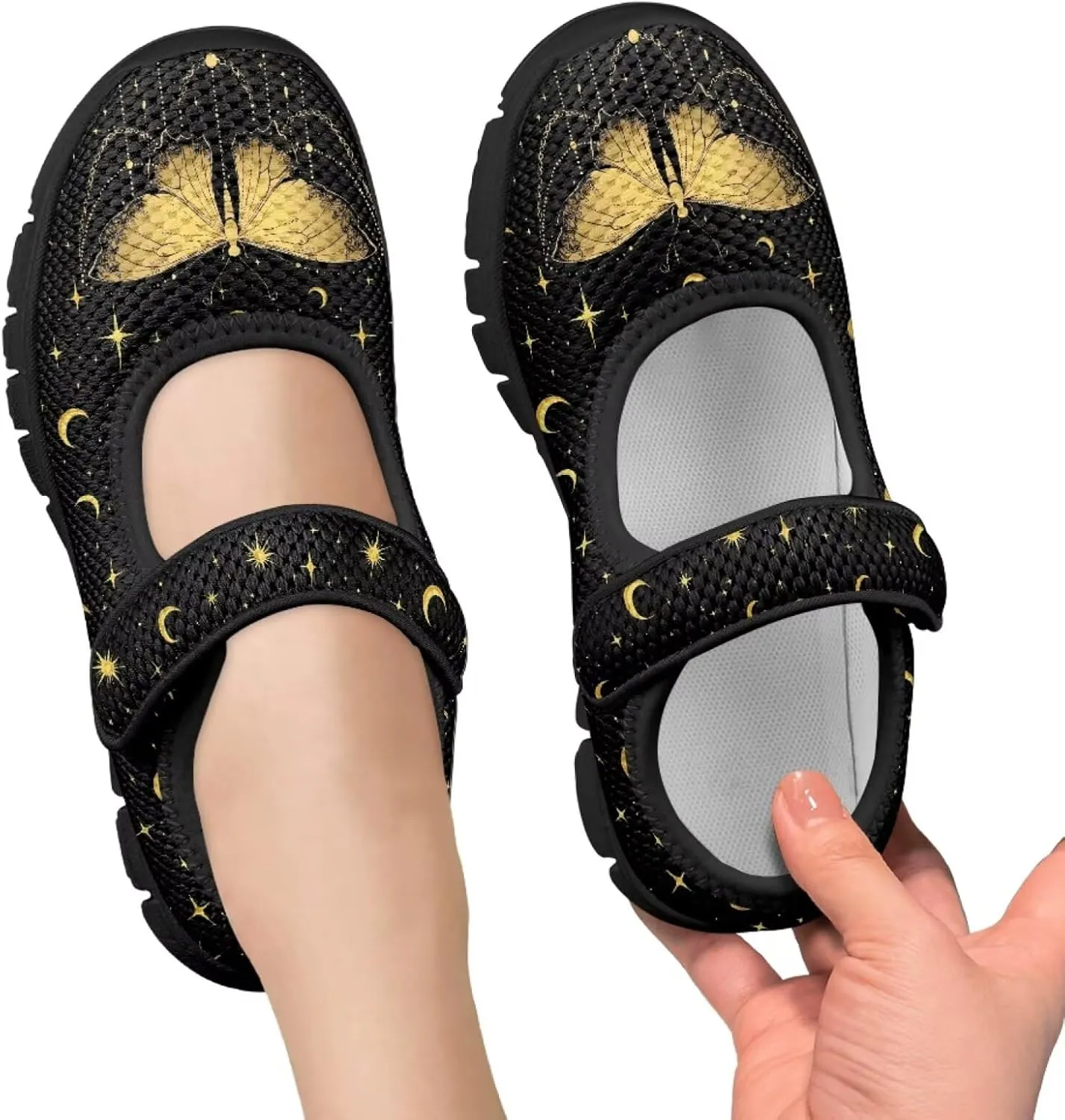 Girl's Animal Pattern Running Shoes Mesh Children's Mary Jane Shoes Slip On Sports Shoes Magic Sticker Casual Shoes