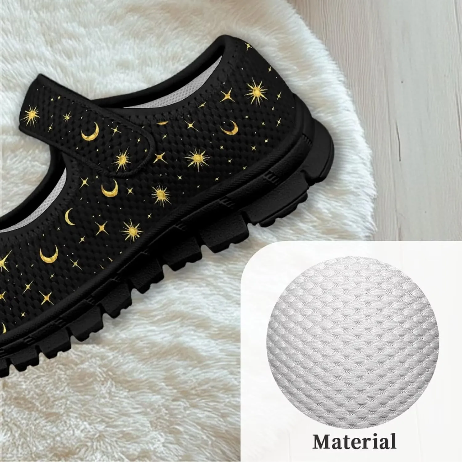 Girl's Animal Pattern Running Shoes Mesh Children's Mary Jane Shoes Slip On Sports Shoes Magic Sticker Casual Shoes