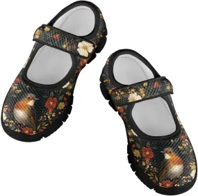 Girl's Animal Pattern Running Shoes Mesh Children's Mary Jane Shoes Slip On Sports Shoes Magic Sticker Casual Shoes