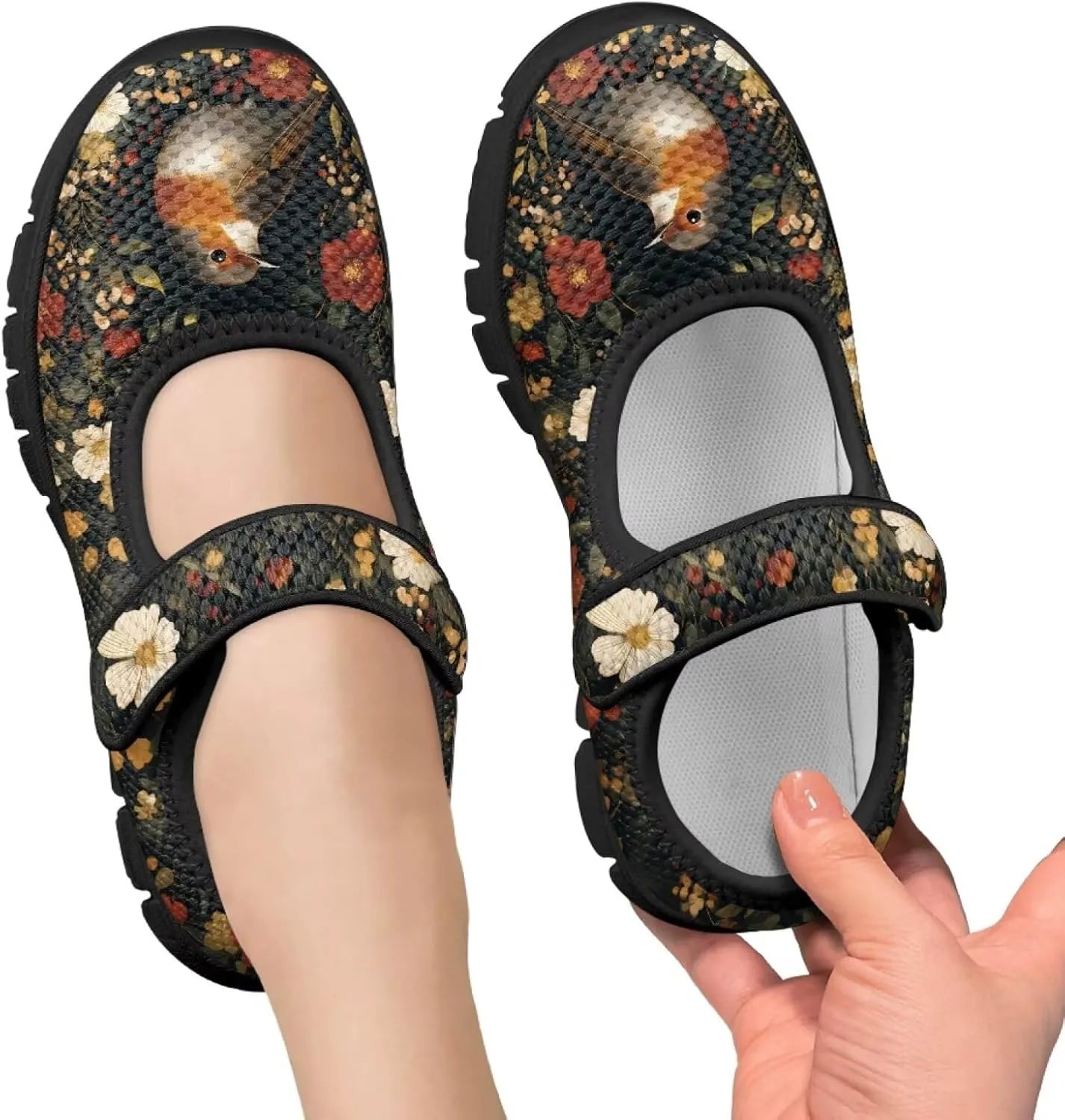 Girl's Animal Pattern Running Shoes Mesh Children's Mary Jane Shoes Slip On Sports Shoes Magic Sticker Casual Shoes