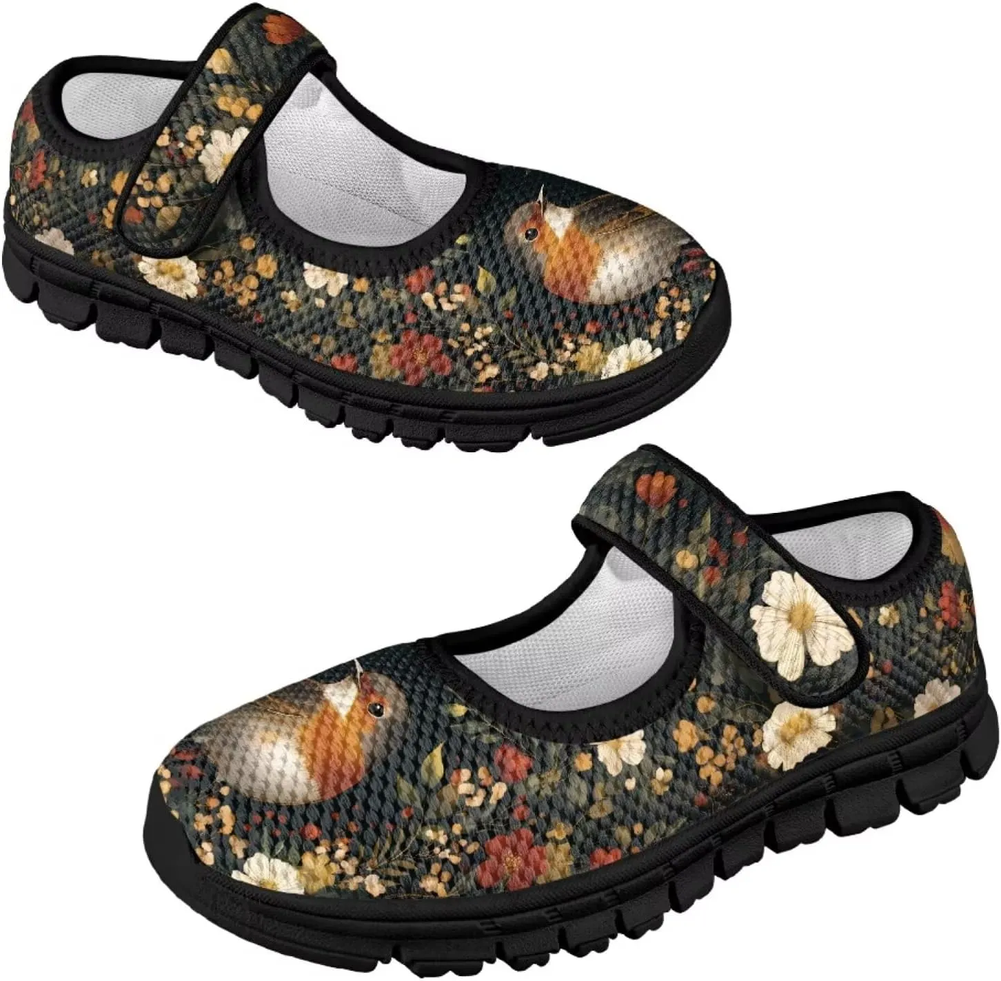 Girl's Animal Pattern Running Shoes Mesh Children's Mary Jane Shoes Slip On Sports Shoes Magic Sticker Casual Shoes