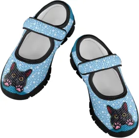 Girl's Animal Pattern Running Shoes Mesh Children's Mary Jane Shoes Slip On Sports Shoes Magic Sticker Casual Shoes