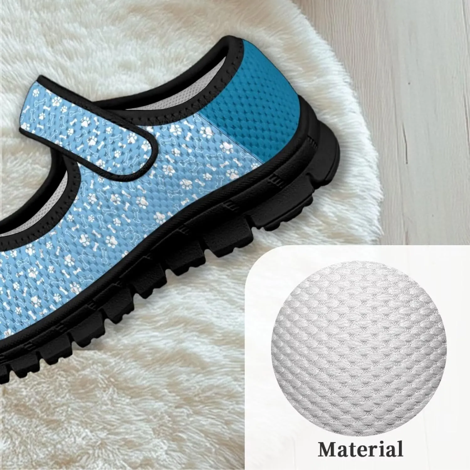 Girl's Animal Pattern Running Shoes Mesh Children's Mary Jane Shoes Slip On Sports Shoes Magic Sticker Casual Shoes