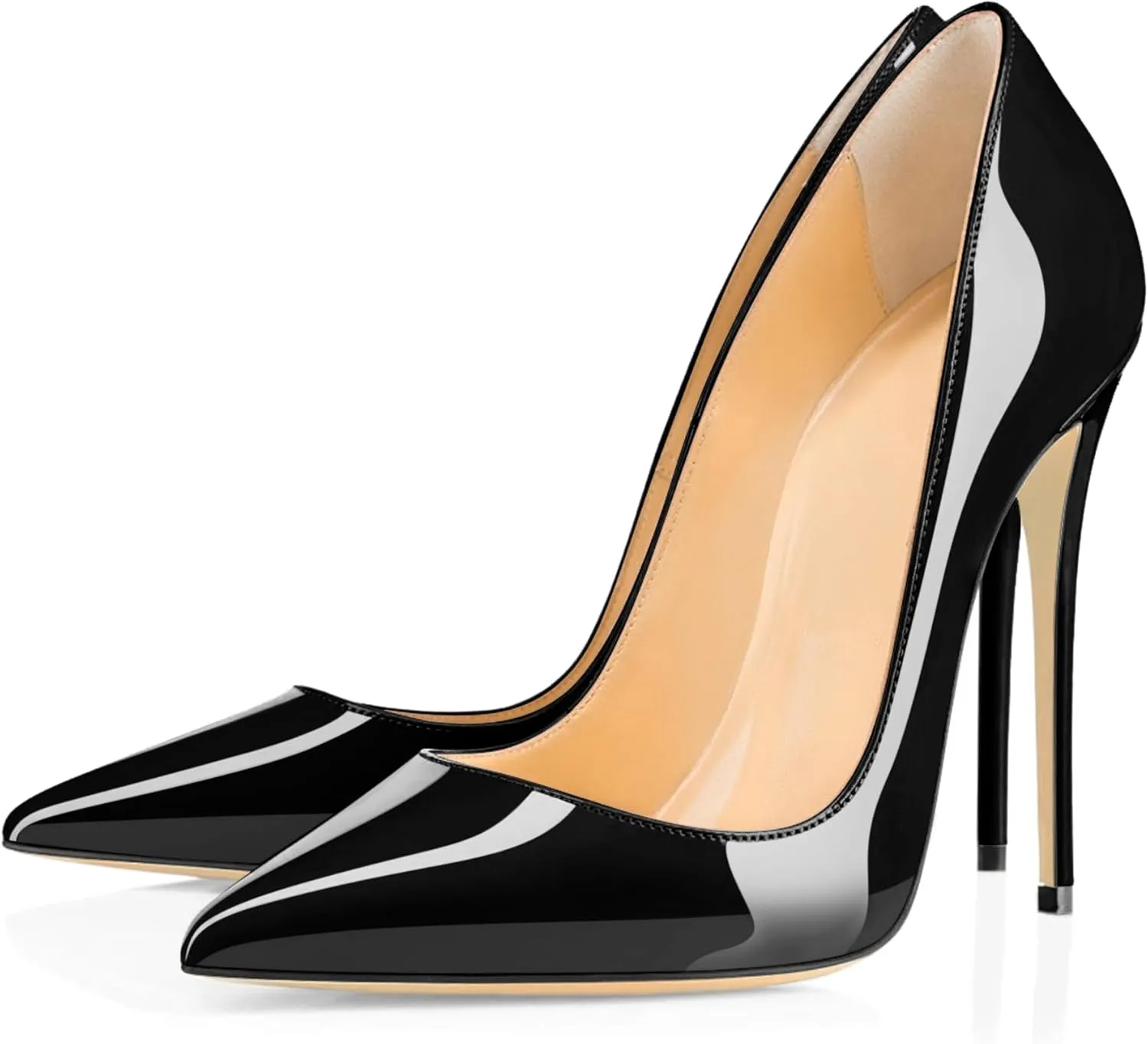 Joseywade Womens High Stilettos Heels Pointed Toe Pumps Slip-on 5 Inch Sky High Slim Thin Heel Dress Shoes