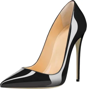 Joseywade Womens High Stilettos Heels Pointed Toe Pumps Slip-on 5 Inch Sky High Slim Thin Heel Dress Shoes