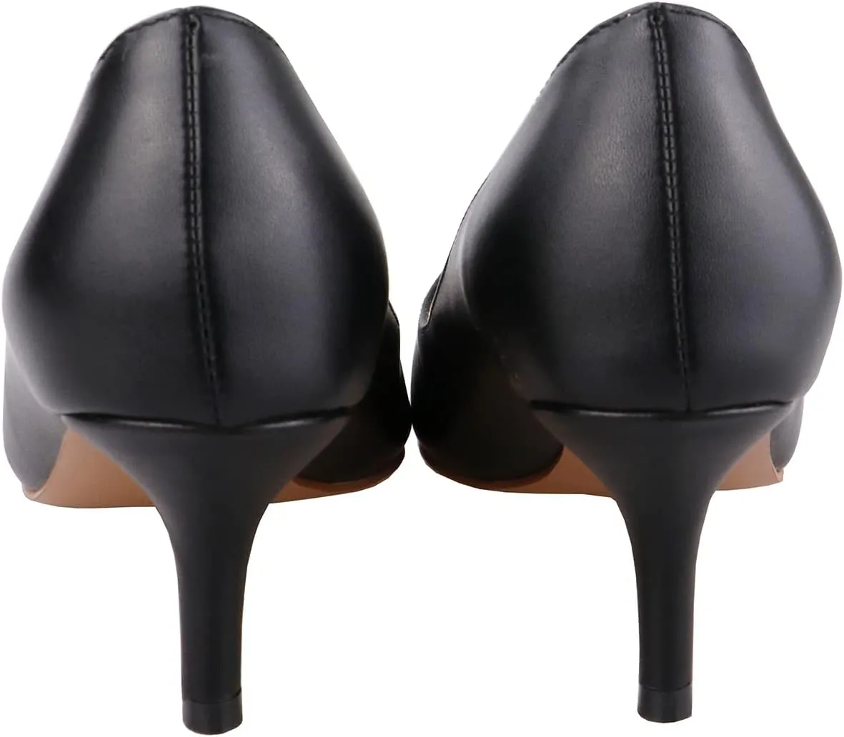 Lutalica W Women's Classic Open Toe Low Kitten Heel Sandals Slip On Medium Heel Peep Toe Dress Pumps