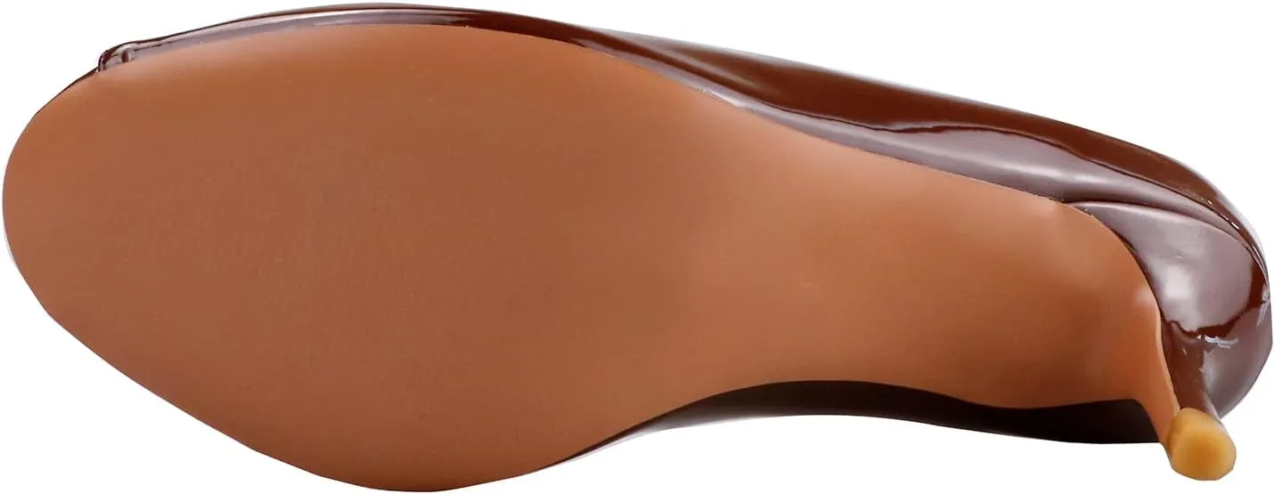 Lutalica W Women's Classic Open Toe Low Kitten Heel Sandals Slip On Medium Heel Peep Toe Dress Pumps