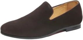 Men's Loafers - Lightweight Nubuck Leather Slip-Ons with Pointed Toe, Flexible Flat Heel, Casual & Party Wear, Comfortable Smoking Loafers