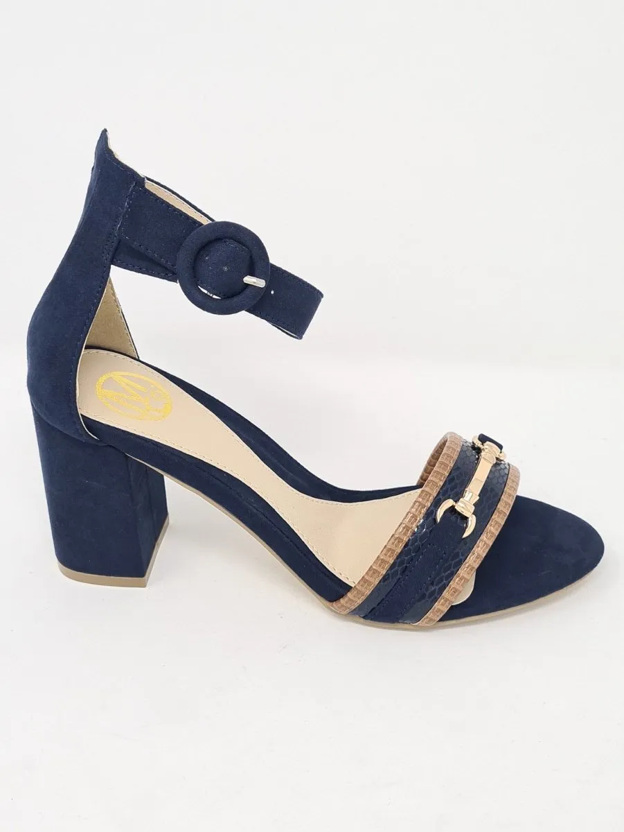 Millie & Co Silvia Navy Block Heel Sandals
