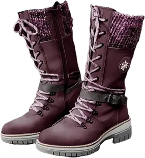 Motorcycle Boots Women Riding Mid Calf Low Heel Round-Toe Side Zip Punk Combat Boots Military Biker Ankle Booties