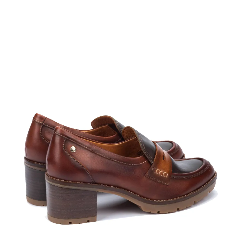 Pikolinos Womens Cognac Leather Llanes Heeled Loafers - Stylish & Comfortable Footwear for Every Occasion