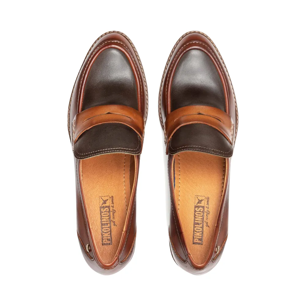 Pikolinos Womens Cognac Leather Llanes Heeled Loafers - Stylish & Comfortable Footwear for Every Occasion